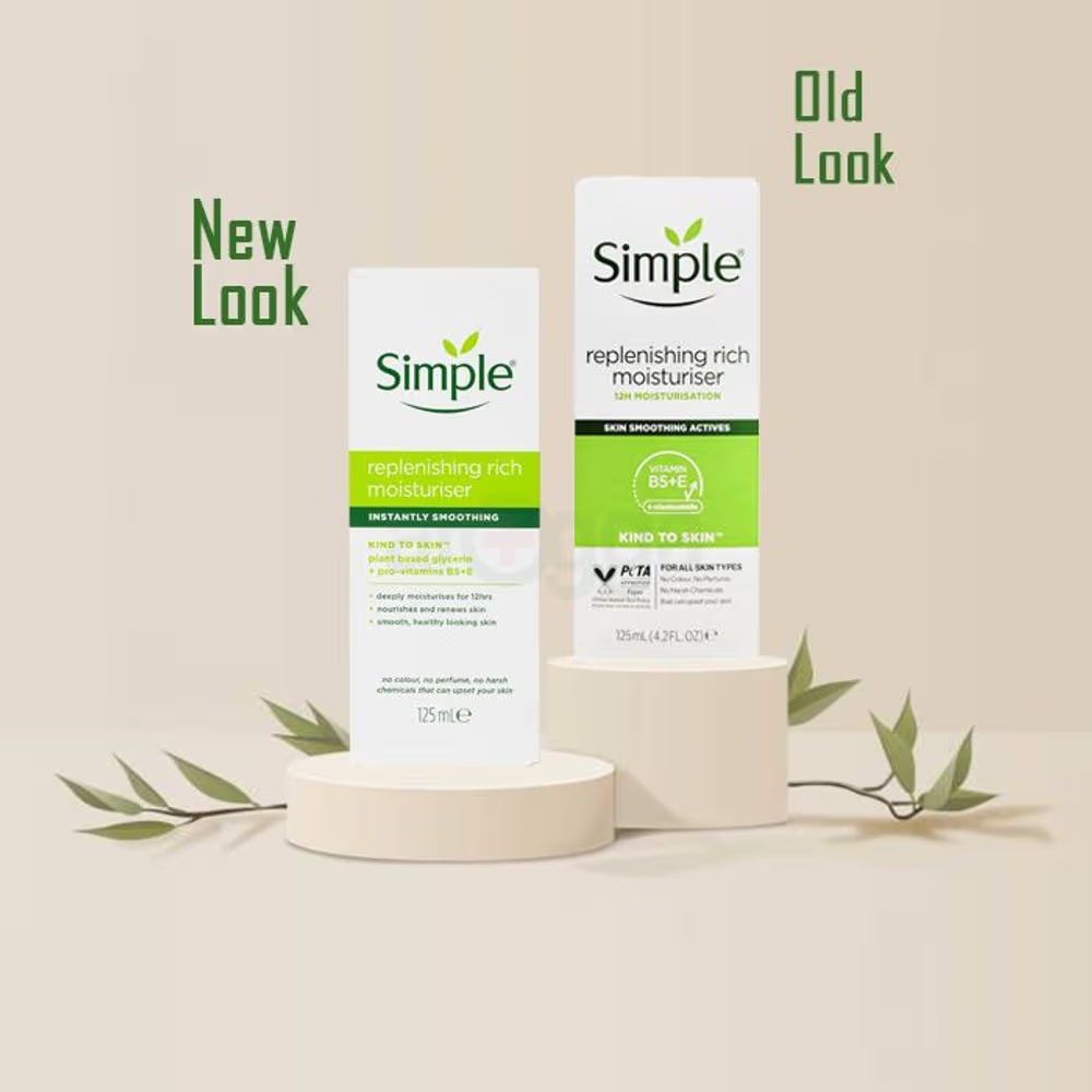 Simple Kind to Skin Replenishing Rich Moisturiser with Vitamin B5+E & Niacinamide 125ml